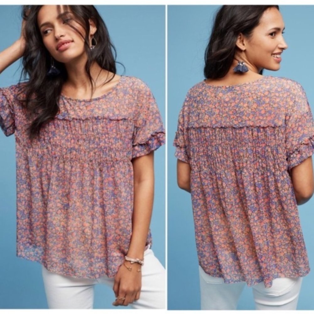 Anthropologie Deletta Robyn Smocked Tee